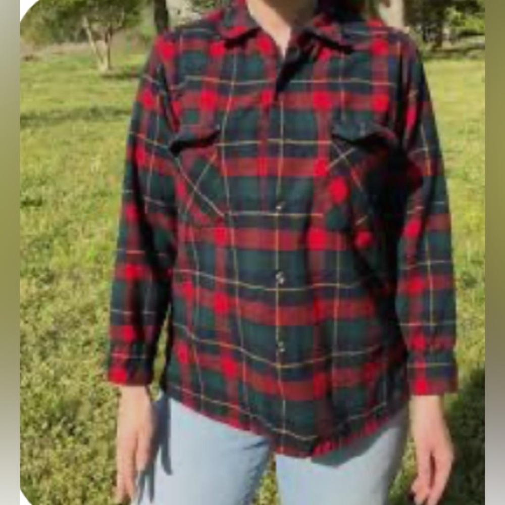 Pendleton oversized plaid button up shirt jacket size L 100% wool